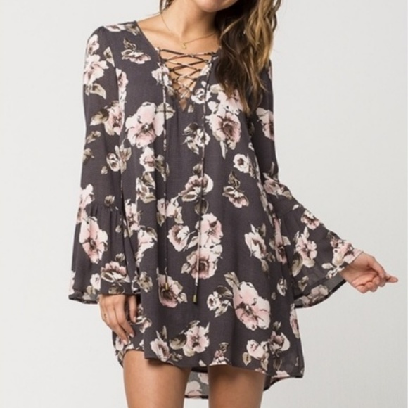 Tilly's Dresses & Skirts - Tillys Moody Floral Bell Sleeve Cross Front Dress
